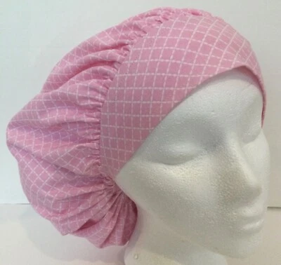 Pink Scrub Cap Large Bouffant Medical Surgery Hat Chef Dental Veterinarian - Image 1 of 4