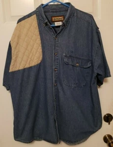 Mens Remington Denim Vented Shooter Shirt Button Up Size XL w/Shooting Pad - Picture 1 of 6