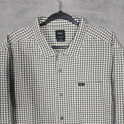 RVCA Beat Check LS Shirt mens 2XL gary gingham loop collar easy fit - Image 1 of 4