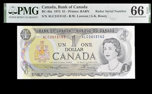 Canada 1 Dollar 1973 PMG 66EPQ 2413142 Radar Serial Number - Picture 1 of 2