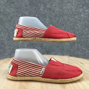 Toms Shoes Womens 6 Casual Comfort Slip On Espadrille Loafer Flats Red Fabric - Picture 1 of 17