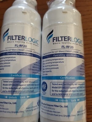 2 Filterlogic FL-RF20 Refrigerator Water Filters New  - Image 1 of 2