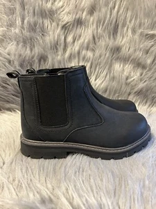 Botas Chelsea negras Wonder Nation para niño talla 3 zapatos sin cordones con cremallera lateral - Imagen 1 de 8