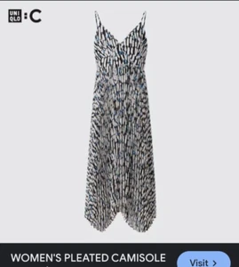 NWT Uniqlo:C Women's Abstract Asymmetrical Hem Pleated Camisole Midi Dress Sz M - Picture 1 of 13