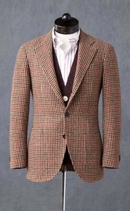 Traje Para Hombre Marrón Pata de Gallo Tweed Cuadros Blazer Fiesta Baile de graduación Novio Esmoquin Personalizado - Imagen 1 de 13