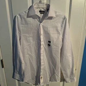 Van Heusen Mens White 14 1/2 32/33 Slim Long Sleeve Button Down Shirt New Tag - Picture 1 of 5