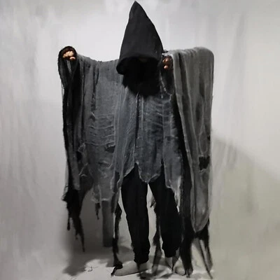 Ghost Reaper Haunted Hooded Cape Adult Costume Hood Robe Medieval Cloak Cosplay - Image 1 of 4