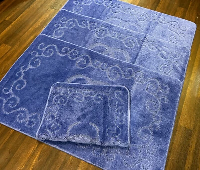 X ROMANY GYPSY WASHABLES SET OF 4 MATS ROYAL BLUE MATS/RUGS SHAPED NON SLIP XX
