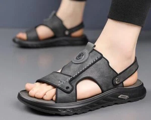 Zapatos de verano para hombre Peep Toe imitación cuero conducir caminar sandalias pantuflas estilo 2 - Imagen 1 de 10