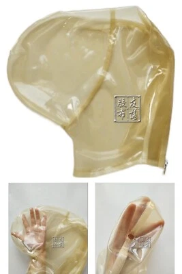 Capucha de goma de látex transparente con orificio de control de respiración sensación máscara de asfixia EE. UU. Foto 1 de 4