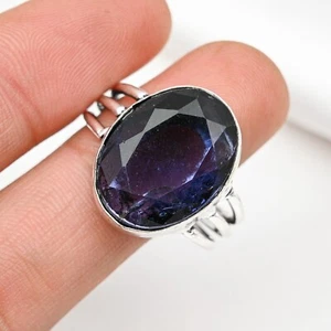Glamorous Iolite Ring Gemstone Handmade 925 Sterling Silver Jewelry Gift For Her - Picture 1 of 4