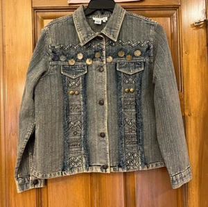 Coldwater Creek Embellished Sahari Jean Jacket NWT Size Large - Picture 1 of 14