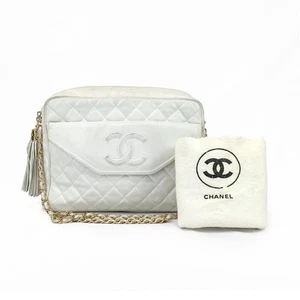 Auth CHANEL Lambskin Matelasse Fringed Chain Shoulder Bag S23343/75N - Picture 1 of 24