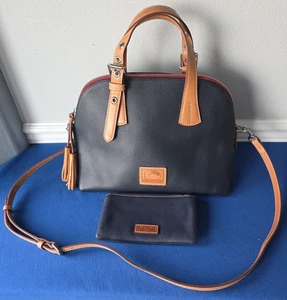 Bolso de Hombro Dooney & Bourke Grano Guijarro TRINA Bolso Negro con Cartera a Juego - Imagen 1 de 9