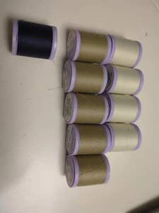 10 Spools Of Paper Piecing Coasts & Clark Thread. Tans And Navy - Picture 1 of 5