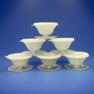 6 Tupperware Pudding Gelatine Dessertbecher & Deckel 754 Rauchgrau Vintage - Bild 1 von 22