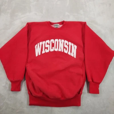 Vintage Y2K Steve & Barrys Mens Sweatshirt Medium Wisconsin Badgers Crew Red - Image 1 of 4