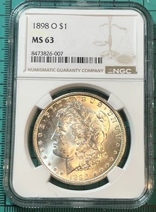 1898 O Morgan Dollar MS 63 NGC Silver $1 Uncirculated Coin US Graded .90 90% - Picture 1 of 24