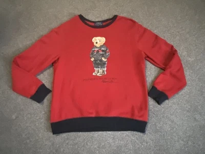 Polo Bear Ralph Lauren Teddy Bear Red Black Sweater Sweatshirt Kids  Sz Large ! - Image 1 of 4