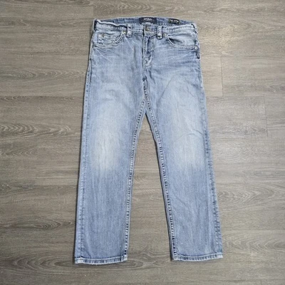 Jeans Eddie Plateados Azul Calce Relajado Cónico Desteñido Lavado Claro Bigotes Hombres 34x32 Foto 1 de 4