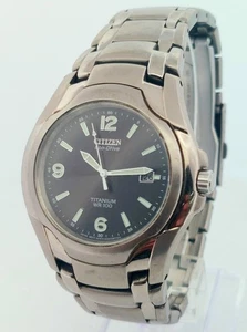 Citizen Eco-Drive Titanium WR100 40mm Watch E111-K006368 - 6N-4W-S - Size 7.75" - Picture 1 of 10
