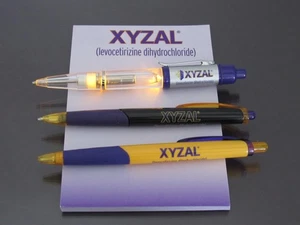 Xyzal Lot 3 PENS Notepad Drug Rep Pharmaceutical Promo Metal Light Up - 2 Colors - Picture 1 of 16