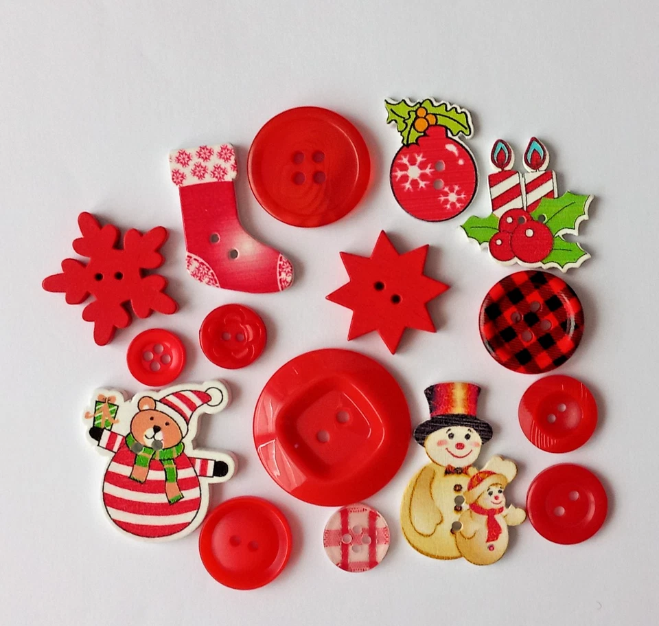 Knöpfe rot Mischung Konvolut Basteln Weihnachten - Bild 1 von 1