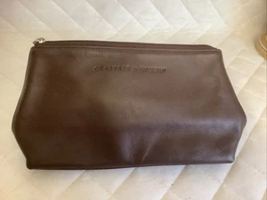 Brown Leather Wash / Make-up Bag - Crabtree & Evelyn - Picture 1 of 4