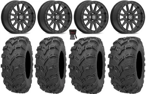 Valor V05 Beadlock 14" Wheels Black 28" Bear Claw EVO Tires Kawasaki Teryx Mule - Picture 1 of 4