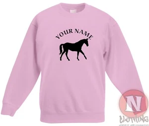 Personalised Horse riding sweatshirt Children's equestrian - Just add name - Picture 1 of 13