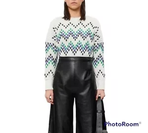 MAJE Womens Wool Blend Made in Italy Chunky Knit Chevron Sweater Sz 3/ US Large - Picture 1 of 12