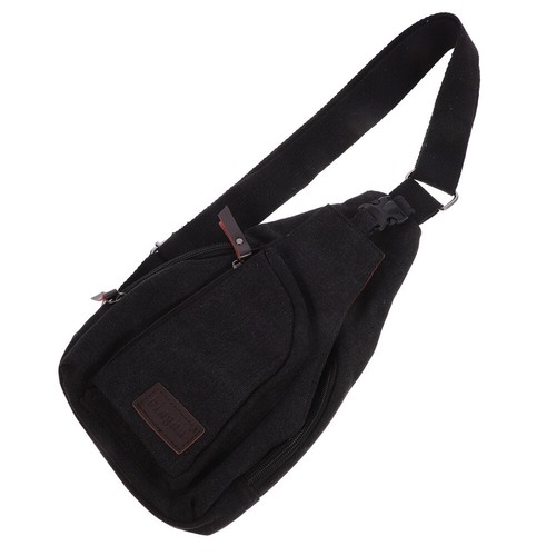 Black Cross Body Bag Canvas Messenger Suspenders for Men Shoulder Bags