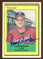 1991 Richmond Braves TRACY WOODSON Signed Card autograph AUTO DODGERS creased