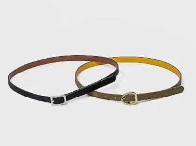 Universal Thread Women's L Large Belt 2 Pack Set Reversible Black Brown Green - Image 1 of 3