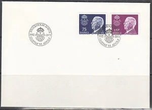 Sweden Scott 1021-2 FDC - King Gustaf VI Memorial Issue - Picture 1 of 1