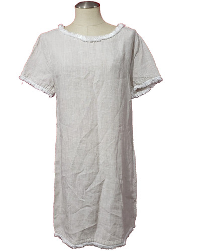 OFF WHITE Abito vestito bianco sporco curva francese 100% lino zip dietro L