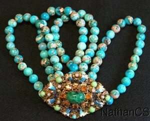Unique Vintage Art Deco  Brooch Pin & Bracelets with Rare Variscite - Imagen 1 de 1