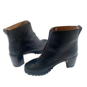 Madewell The Alyce Zip Front Lug Sole Chunky Heeled Boots Black Size 9 - Picture 1 of 9