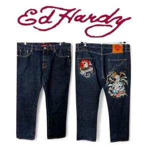 Ed Hardy x Christian Audigier - Men's Straight Leg Dark Wash Jeans - Sz. 40 - Picture 1 of 13