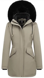 MOERDENG Women's Long Winter Down Coat Fleece Line Parka Warm Puffer Jacket Med - Picture 1 of 5