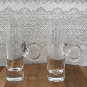 2 Pc Set Lenox Irish Coffee Espresso Glasses Cordial Shot Glass Loop Handle Vtg - Picture 1 of 11