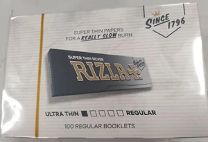 Caja completa de 100 folletos Rizla plata rodante estándar papeles para cigarrillos P&P gratis - Imagen 1 de 2