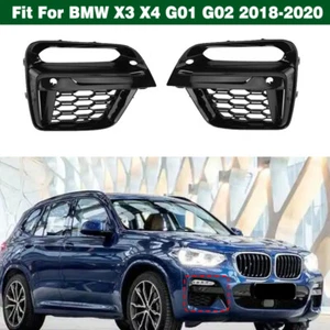 Pair Front Bumper Fog Light Covers Bezels Grille For BMW X3 X4 G01 G02 2018-2020 - Picture 1 of 11