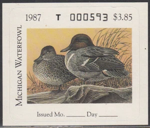 USA Michigan  MNH Waterfowl  Ducks  Jaffe MI12  Value  $ 12.00 - Picture 1 of 1