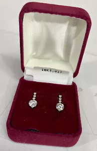 10KT 0,417 Paar Damen Vintage Stein Schmuck Ohrringe im Samt Etui Paar - Bild 1 von 5
