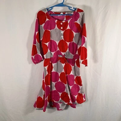 Crazy 8 Dress Girls 8 Red Purple Circle Crew Neck Long Sleeve 100% Cotton - Imagem 1 de 4