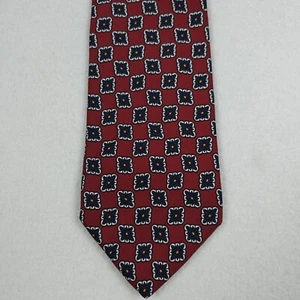 Cravatta da collo Brooks Brothers Makers rossa blu floreale geometrica 100% seta - Foto 1 di 6
