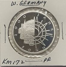 1989 Germany 2000th Anniversary City of Bonn 10 Mark Silver KM#172 - Gem Proof!