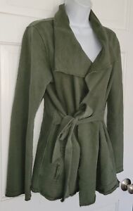 LUCKY BRAND army Green Stretch Cotton Tie Waist trench Jacket L