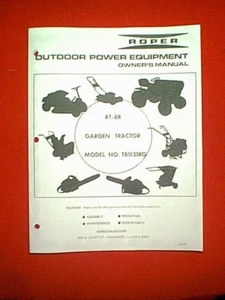 ROPER SEARS GARDEN TRACTOR RT-8E MODEL T82231RO OWNER'S WITH PARTS MANUAL - Imagen 1 de 1